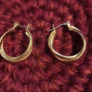 Vintage gold tone hoops